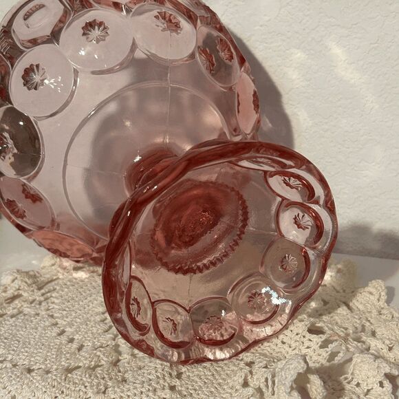 Vintage HUGE L.E. Smith Moon and Stars Tall Covered Compote – 12.875" PINK - Picture 6 of 10